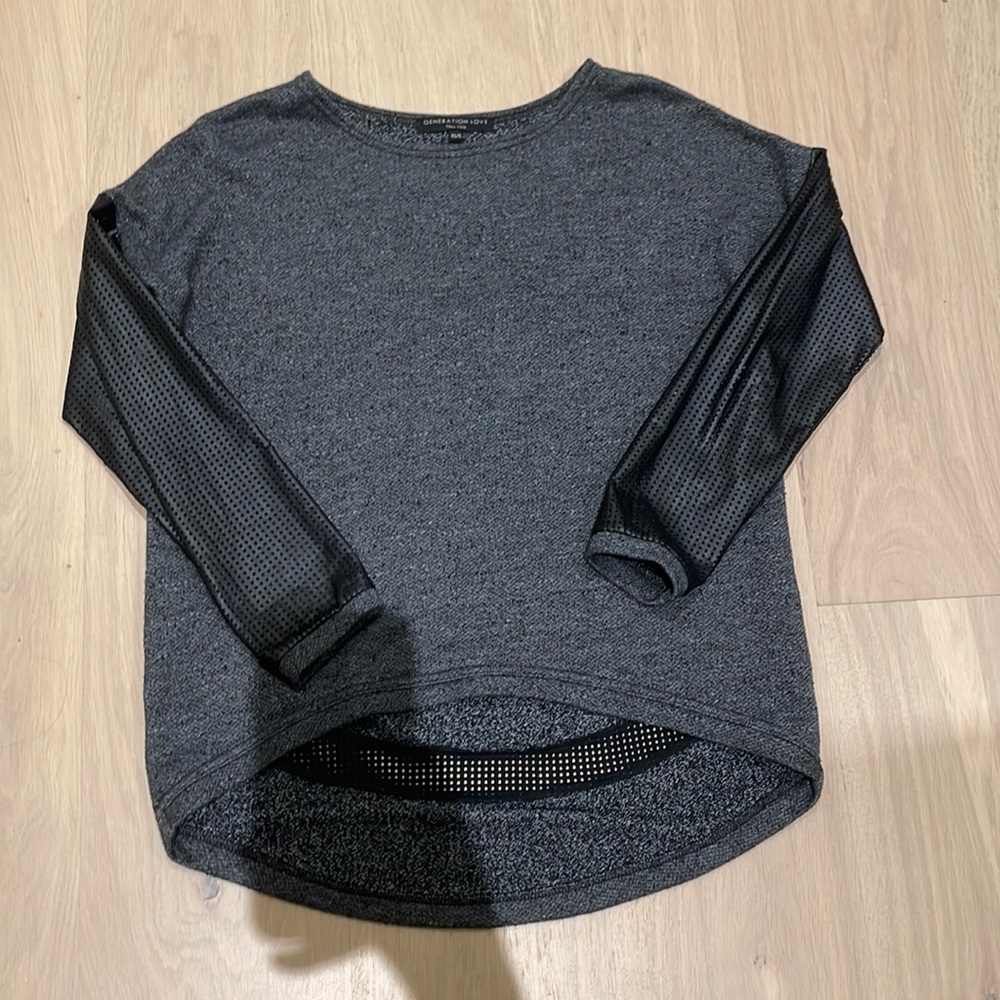 Generation Love Tunic Sweater Grey Mesh Sleeves XS/S